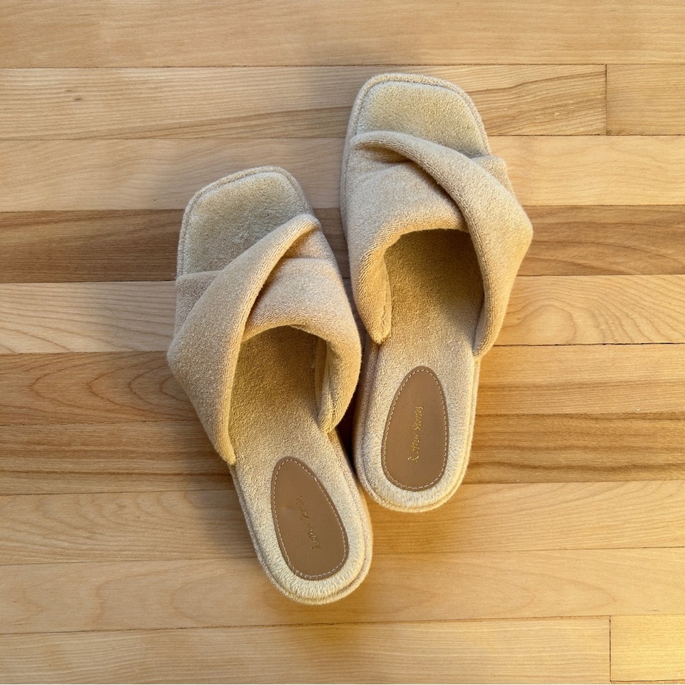 & Other Stories Beige Platform Terrycloth Slides Sandals Size 38 - Picture 5 of 11